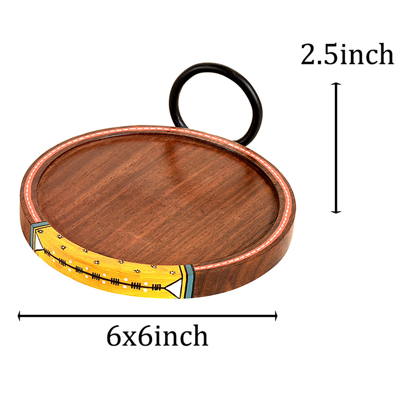 Moorni Ringo Round Snack Tray So2 with Metal Handle - (6x6x2.5 in)