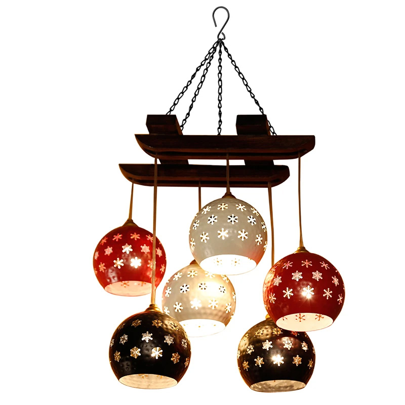 Moorni Star-6 Chandelier With Dome Shaped Metal Hanging Lamps (6 Shades)