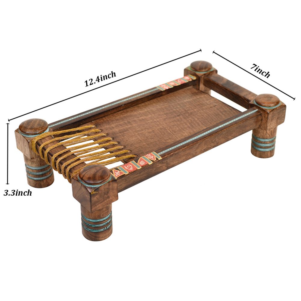 Moorni Exotic Wooden Charpai Stand (12.4x7x3.3)