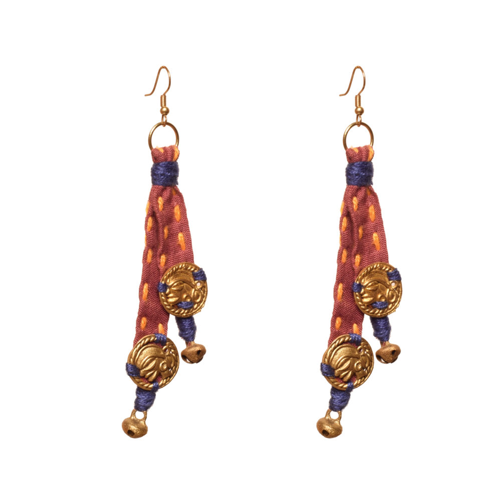 Moorni The Tribal Drops Handcrafted Dhokra Earrings in fabric