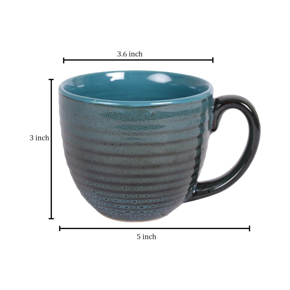 Moorni Coffee Mug Ceramic Bluish Grey (Set of 2) (5x3.75x3.1)