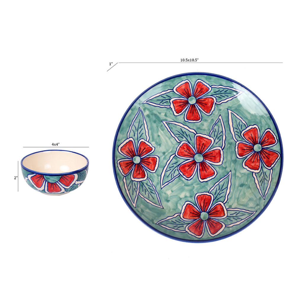 Moorni Flowers of Ecstasy Dinner Plates Set of Plates and Bowls, Arctic (SO8)