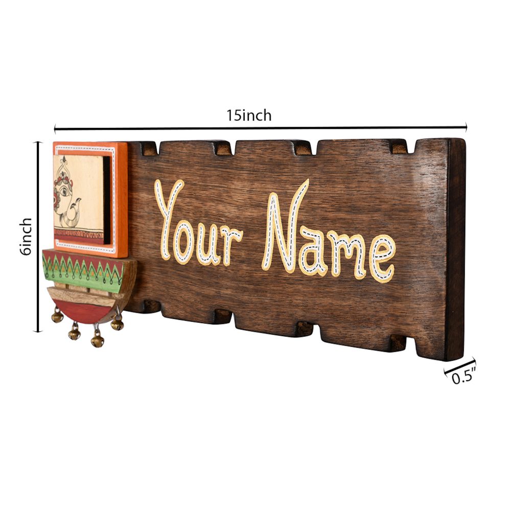 Moorni Name Plate Handcrafted with Ceramic Motif (15x0.5x6)