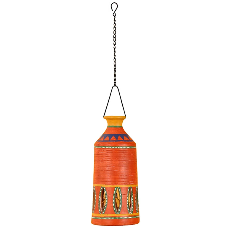 Moorni Roma-A Terracotta Pendant Lamp In Gilded Orange