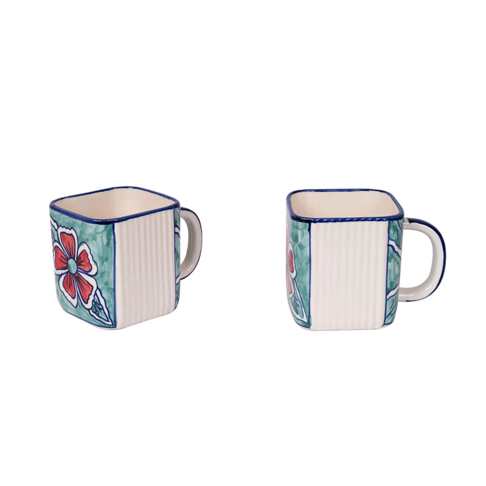 Moorni Flowers of Ecstasy Coffee Mugs Set of 4, Arctic