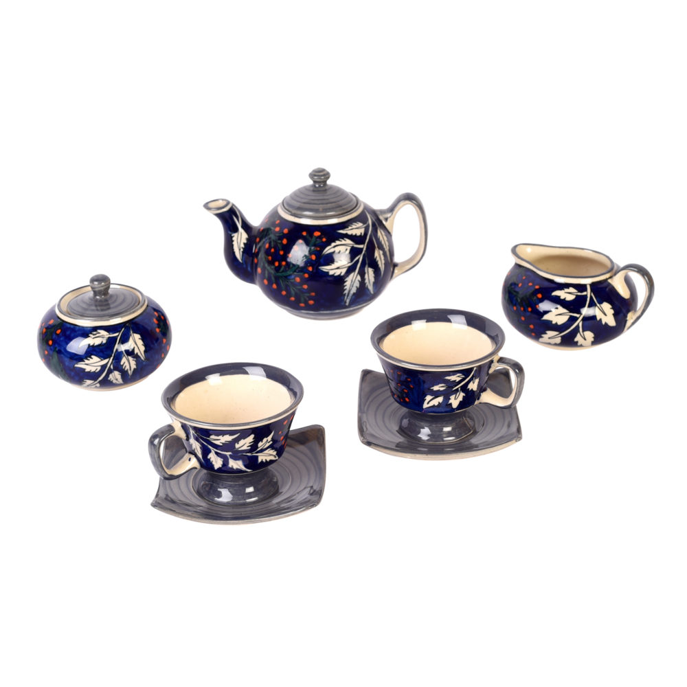 Moorni Blooming Leaves Tea Set w/Cups, Saucer & Creamer