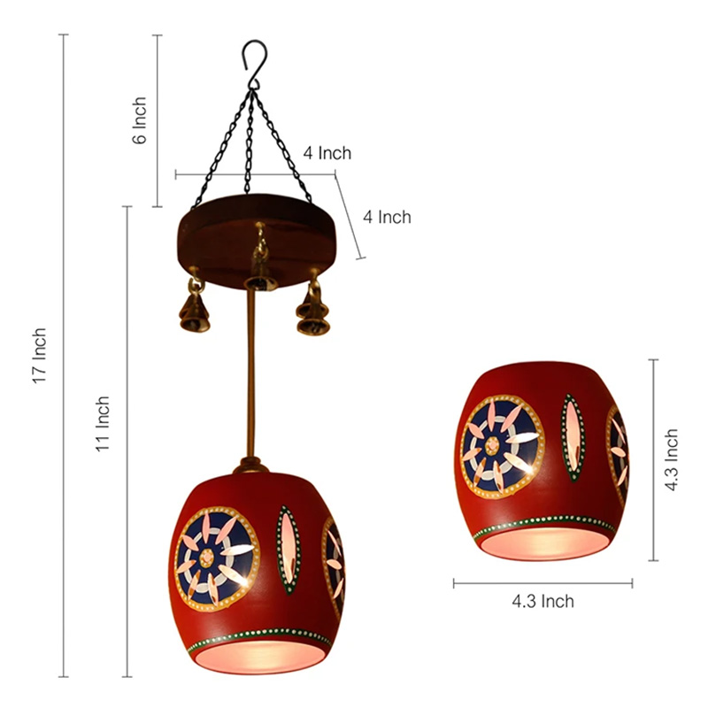 Moorni Cona-1 Barrel Shaped Metal Pendant Lamp In Red