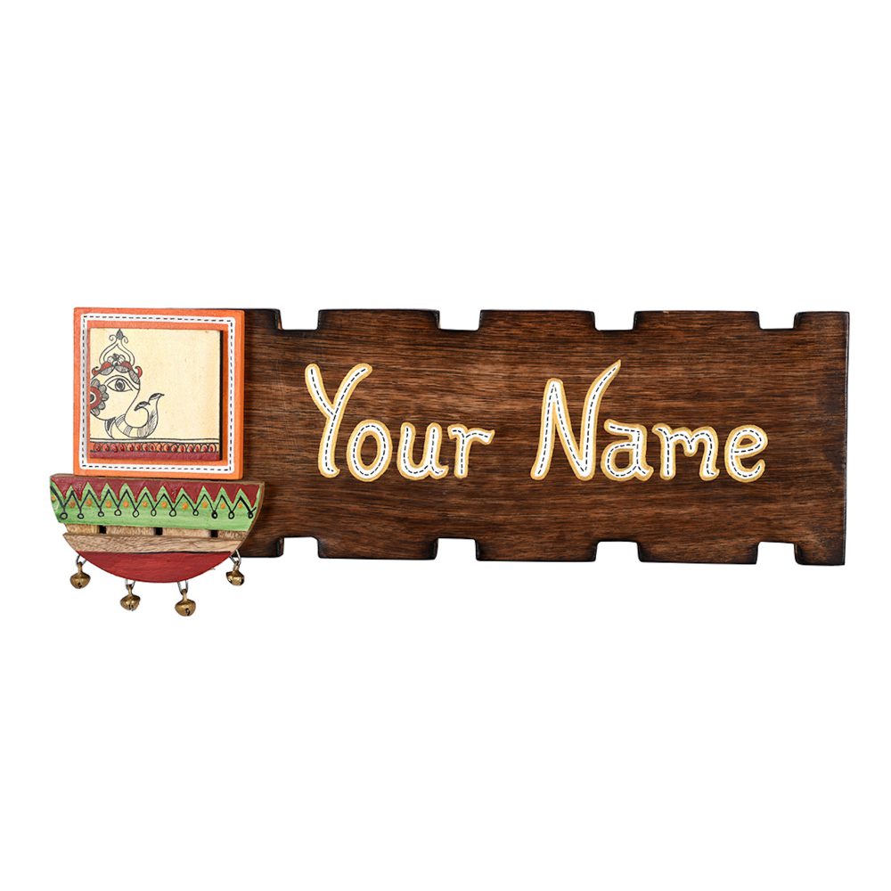 Moorni Name Plate Handcrafted with Ceramic Motif (15x0.5x6)