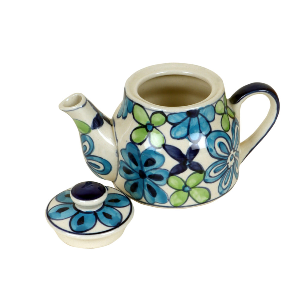 Moorni Electric Blue Flower Tea Kettle And Cups