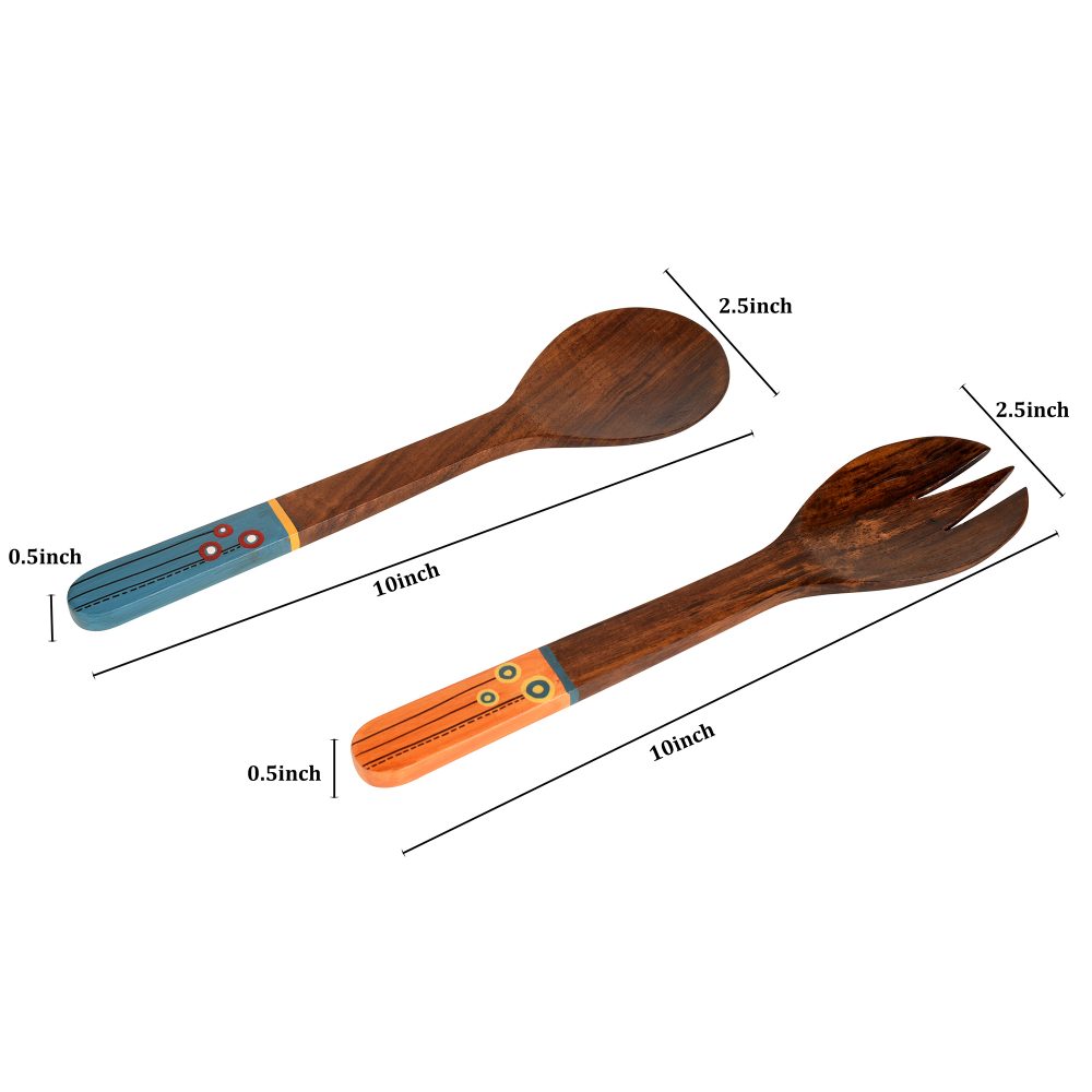 Moorni Handcrafted Wooden Spoon and Salad Fork (Set of 2)