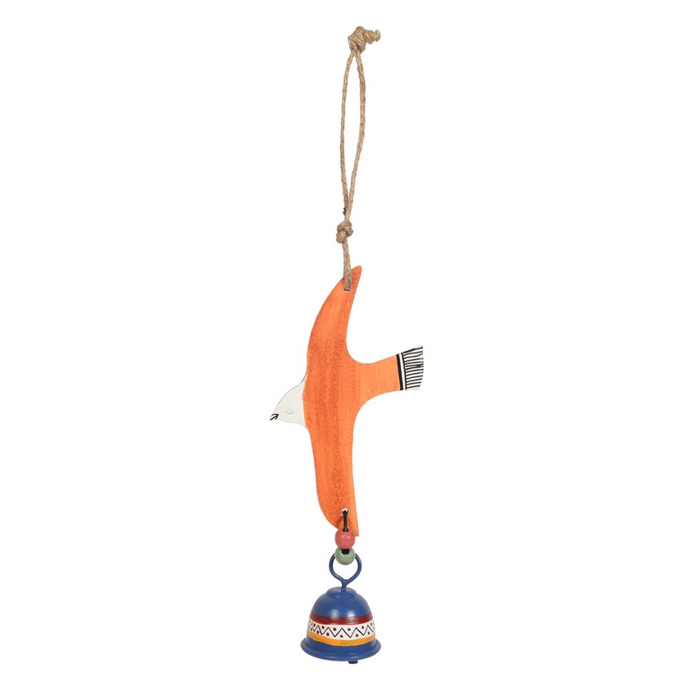 Moorni Orange Fly Bird Wind Chimes with Metal Bell for Home Decoration