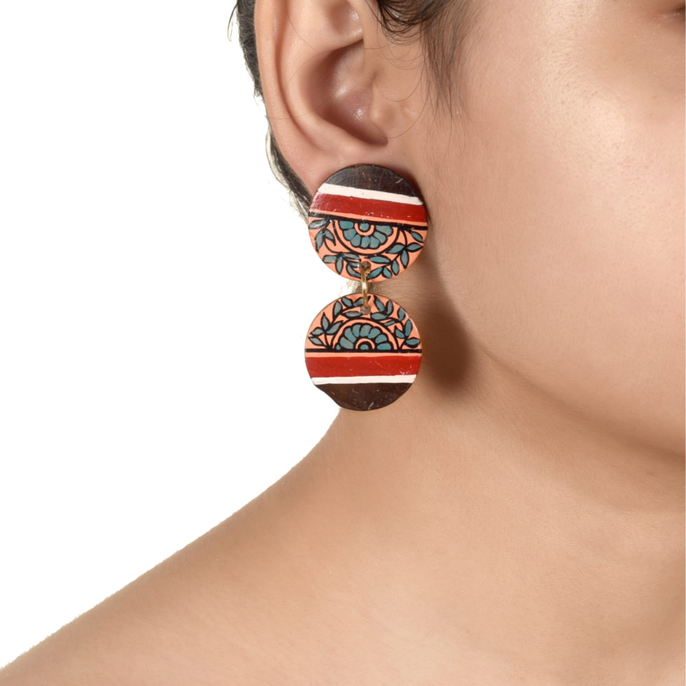 Moorni Floral Drops Handcrafted Tribal Wooden Earrings