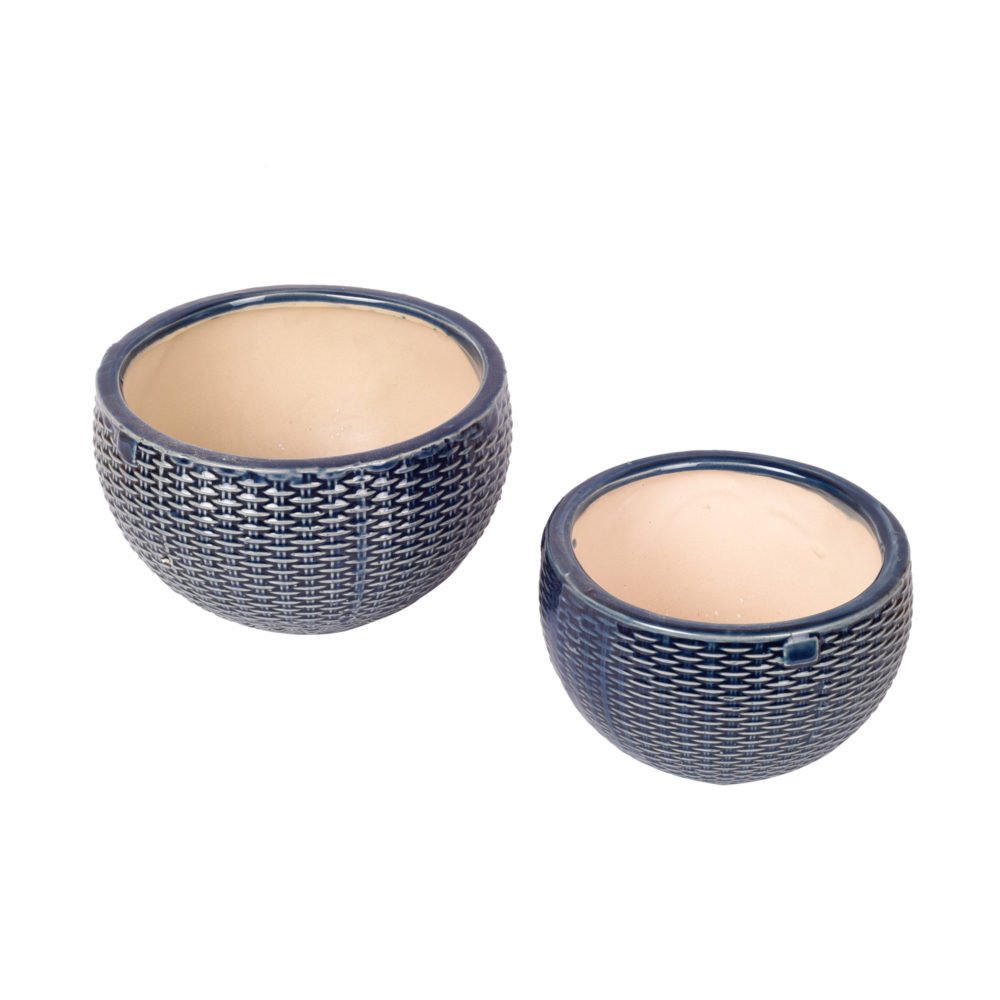 Moorni Blue Weave Planters Set of 2