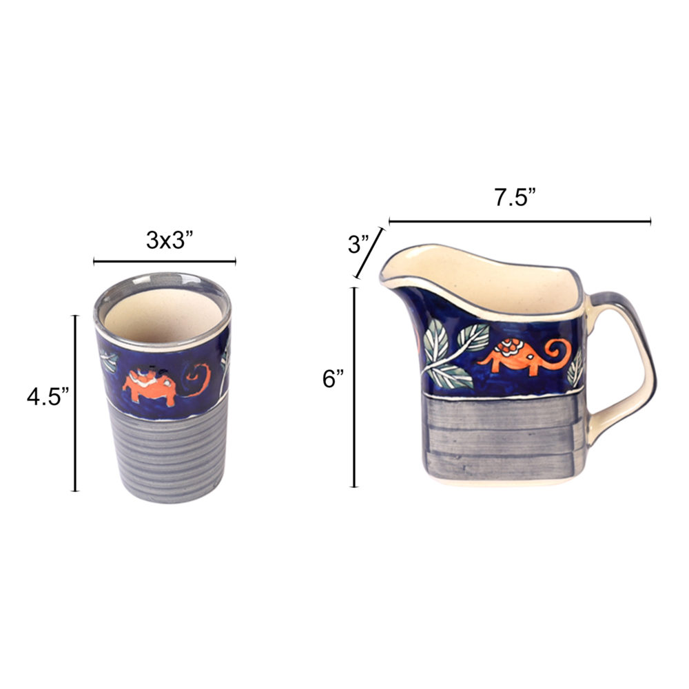 Moorni Morning Tuskers Drinking Glasses and Pitcher S07