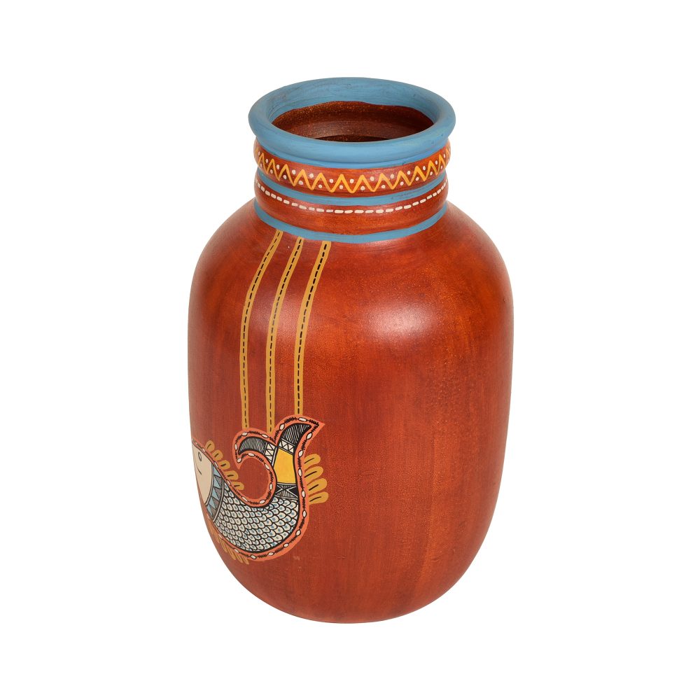 Moorni Happy Fish Rustic Red Vase (5x5x8)