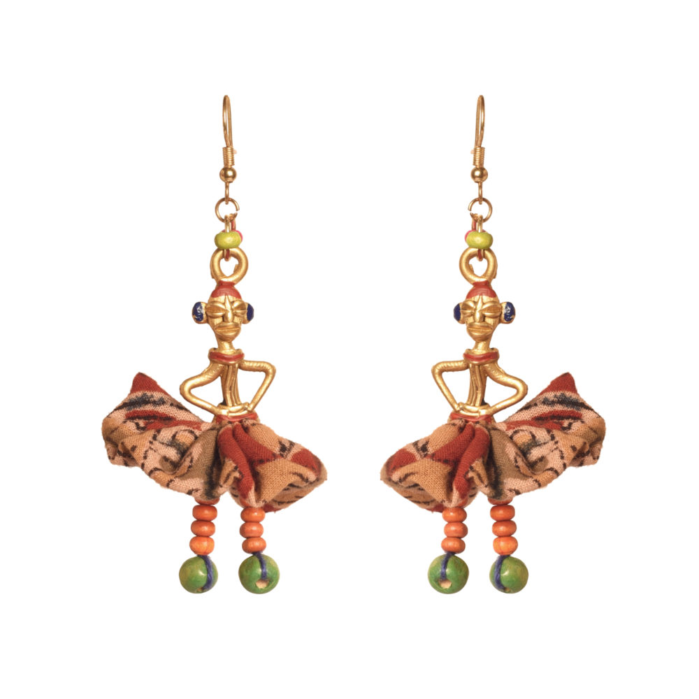 Moorni The Dancing Empress Handcrafted Tribal Dhokra Earrings in Floral Design