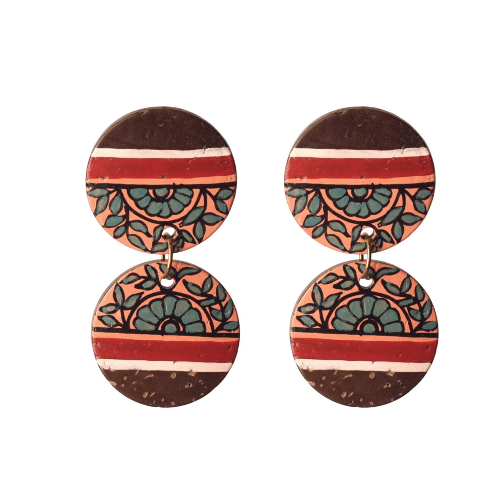 Moorni Floral Drops Handcrafted Tribal Wooden Earrings