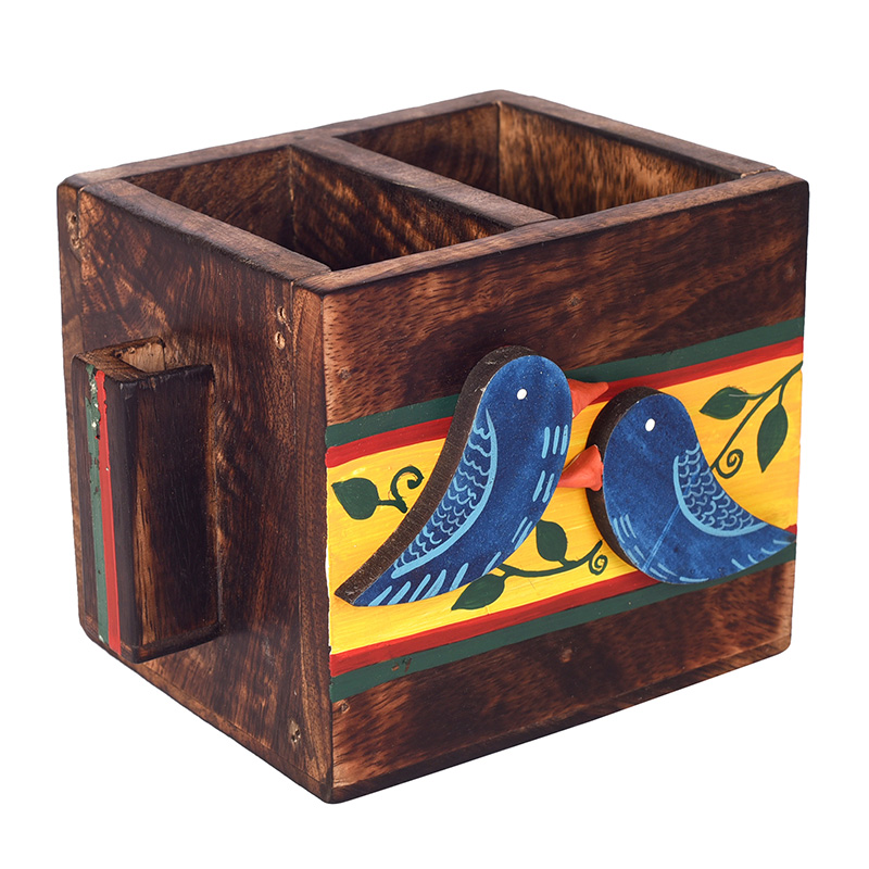 Moorni Love Birds Cutlery Holder Small - (4.5x4x4 in)