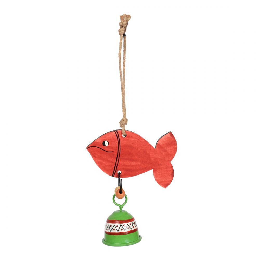 Moorni Handpainted Red Fish Wind Chimes for Home Decorative