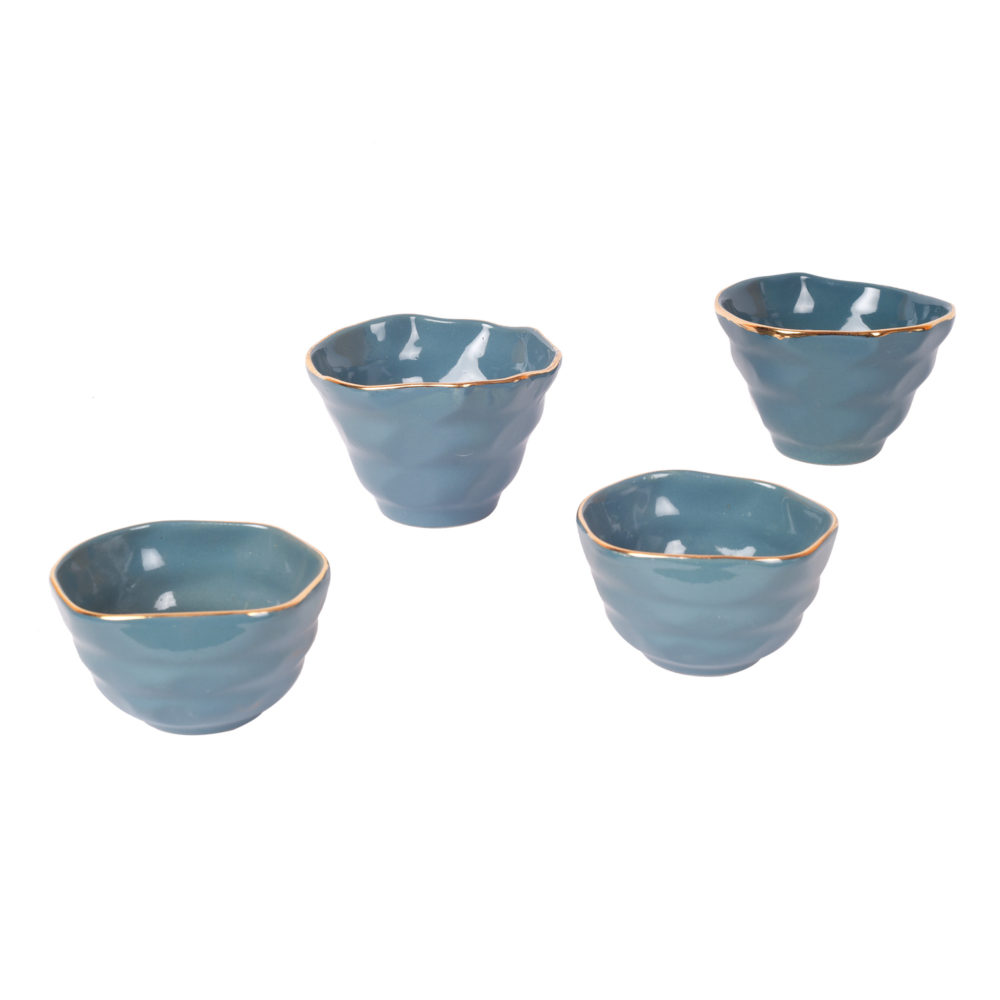 Moorni Teal Blue Sweet Bowls Set of 4 (2 Small & 2 Big)