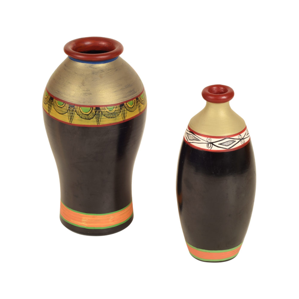 Moorni Earthen Vases Handpainted in Madhubani Tattoo Art