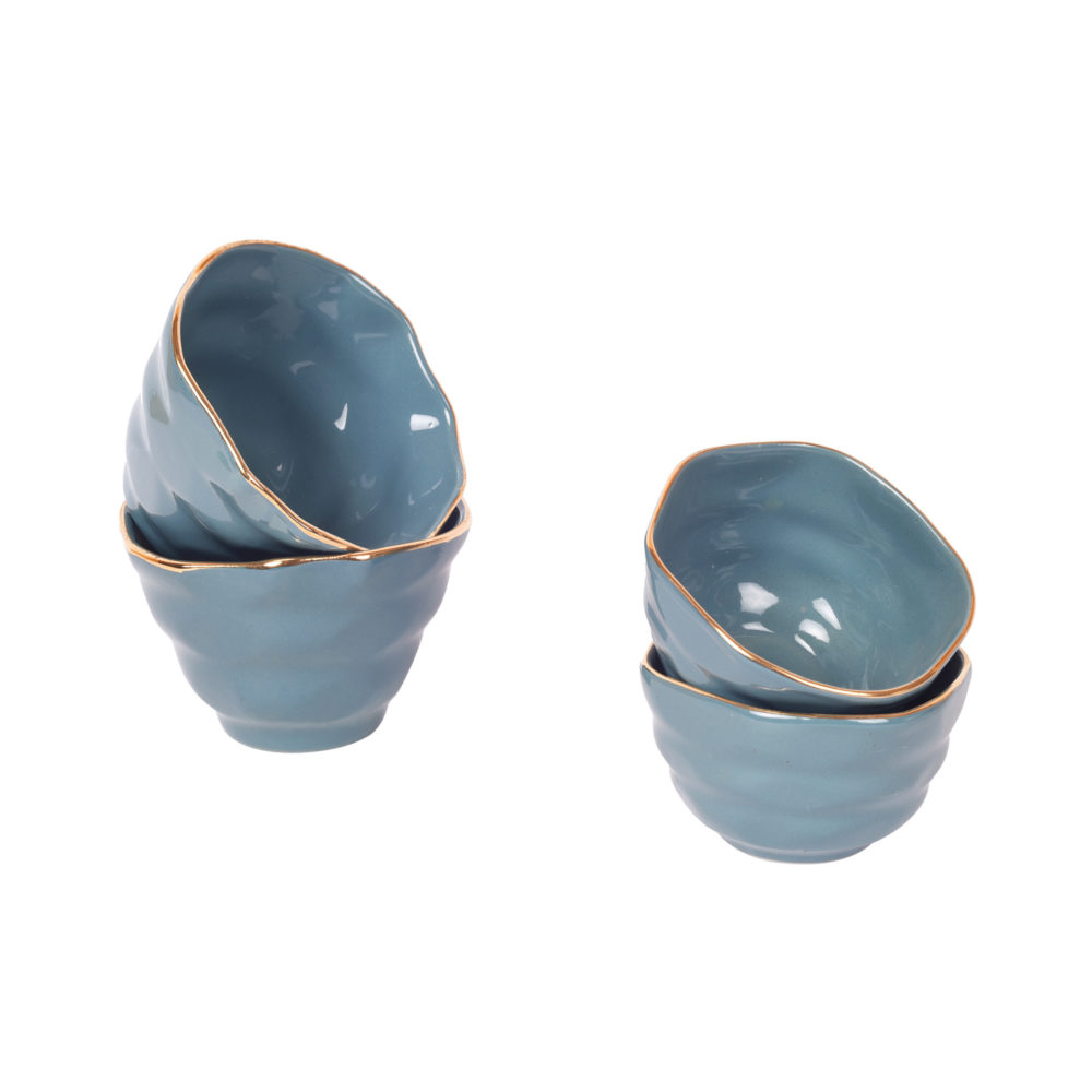 Moorni Teal Blue Sweet Bowls Set of 4 (2 Small & 2 Big)