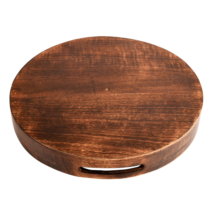 Moorni Tray Round Shape Handpainted with Flower Motifs Handcrafted in Mango Wood - (12x12 in)