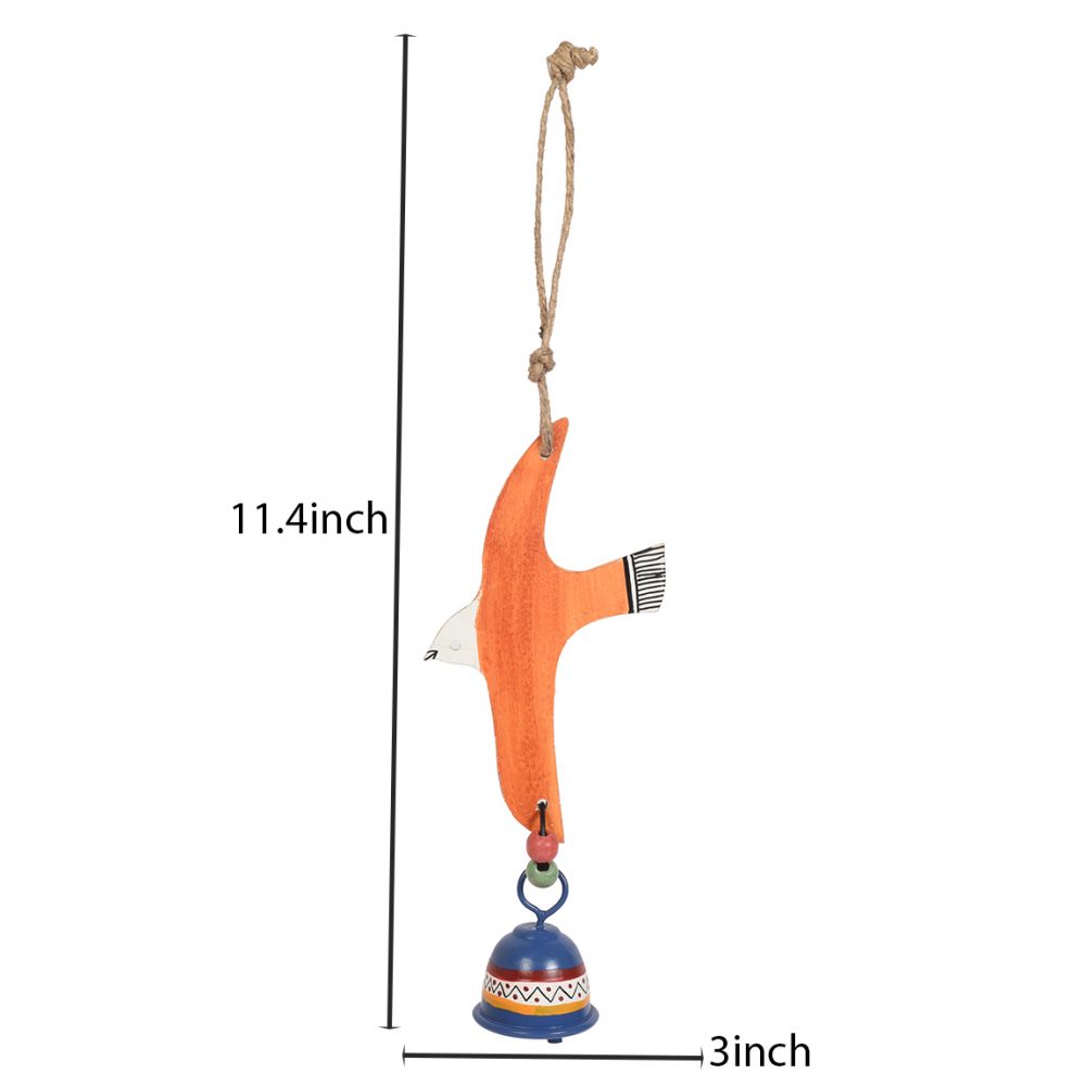 Moorni Orange Fly Bird Wind Chimes with Metal Bell for Home Decoration