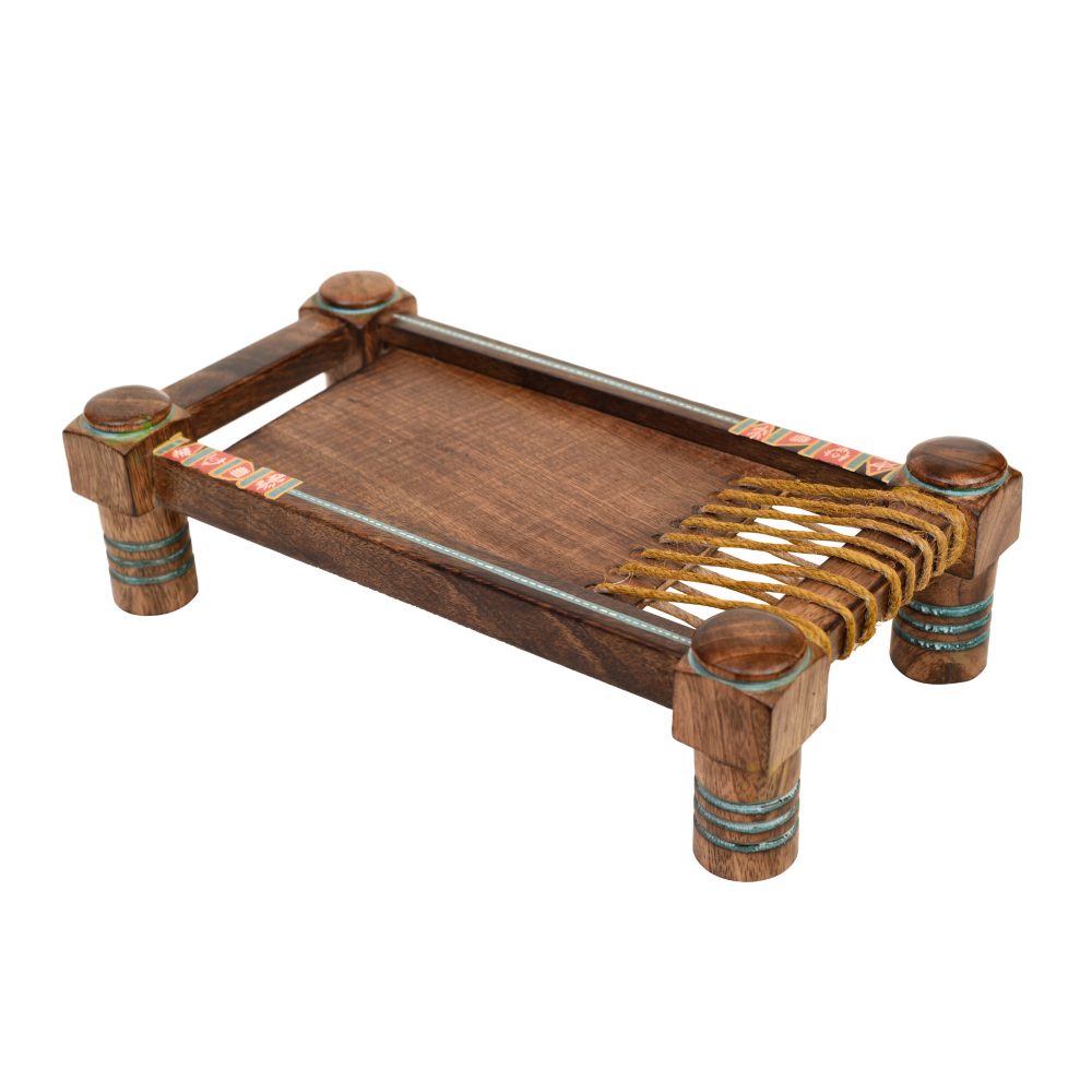 Moorni Exotic Wooden Charpai Stand (12.4x7x3.3)