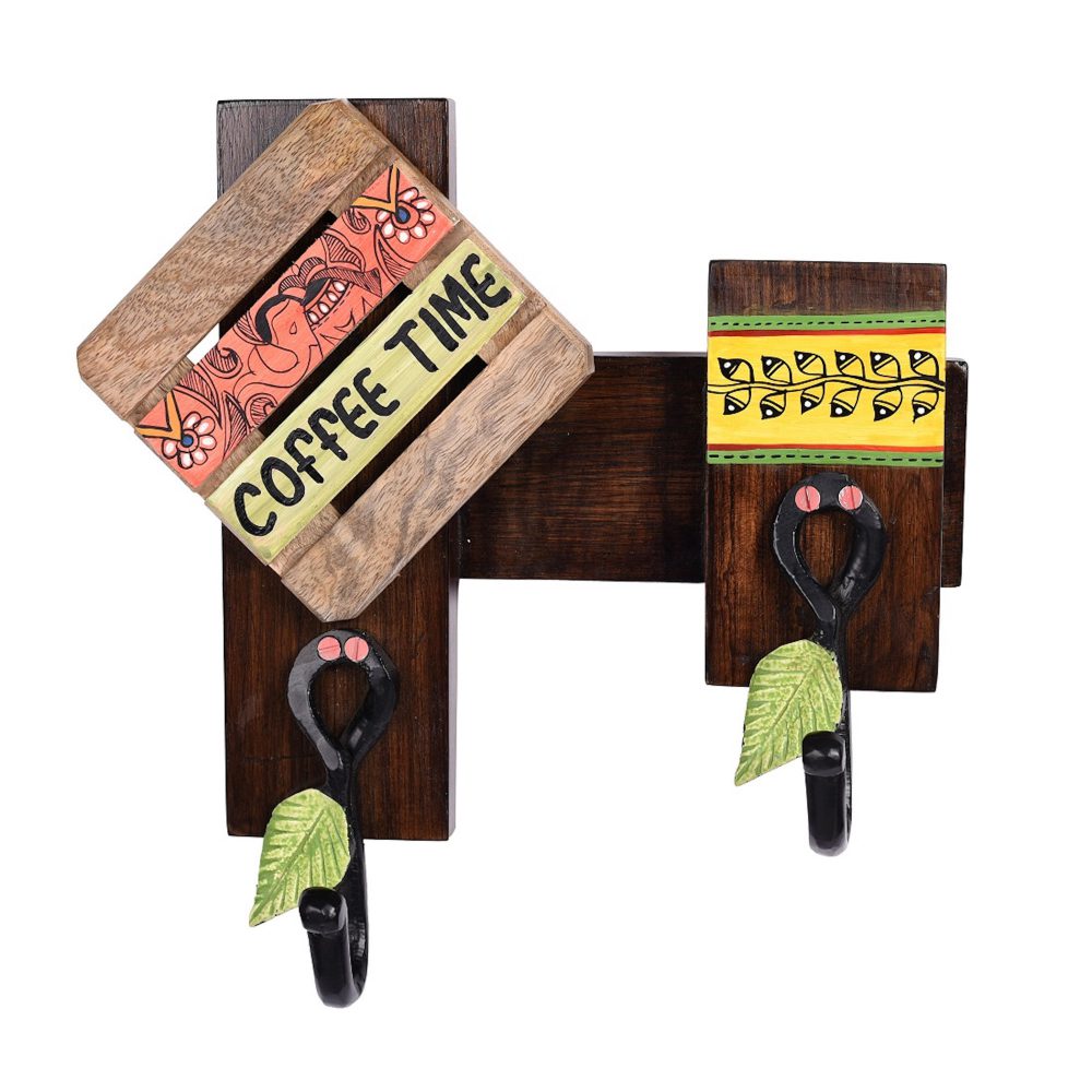 Moorni Cup Holder Handcrafted Wall Mounted & 2 Mugs (Set of 3) (10x3x10)