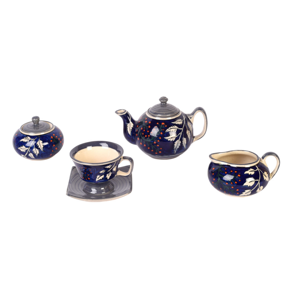 Moorni Blooming Leaves Tea Set w/Cups, Saucer & Creamer