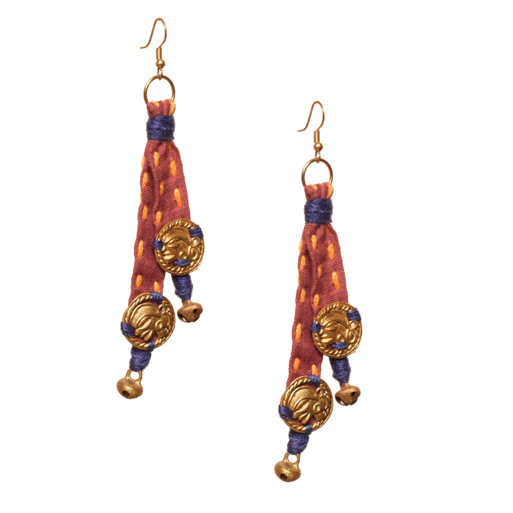 Moorni The Tribal Drops Handcrafted Dhokra Earrings in fabric