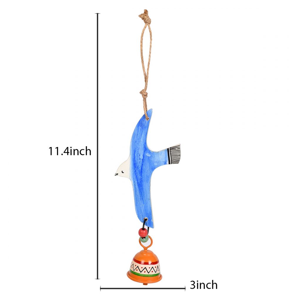 Moorni Blue Fly Bird Wind Chimes with Metal Bell for Home Decoration