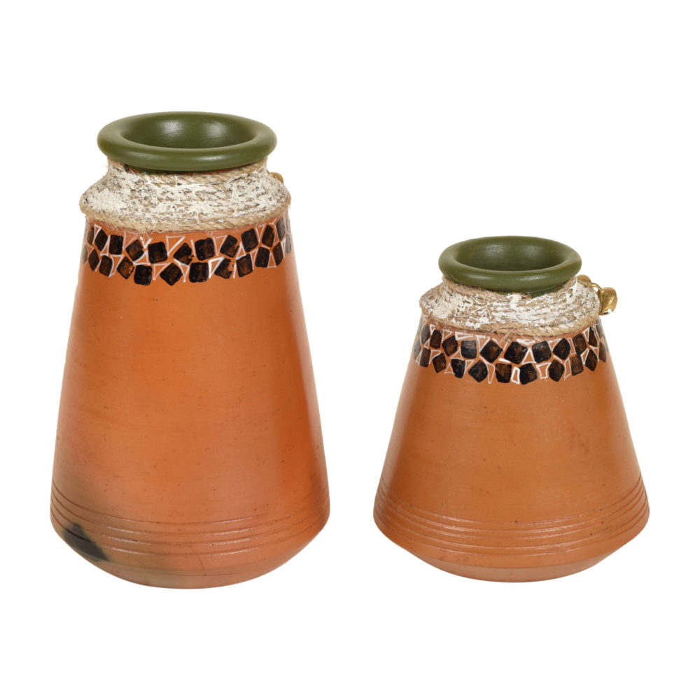 Moorni Coco-B Earthen Brown Jute embellished Pots x So2