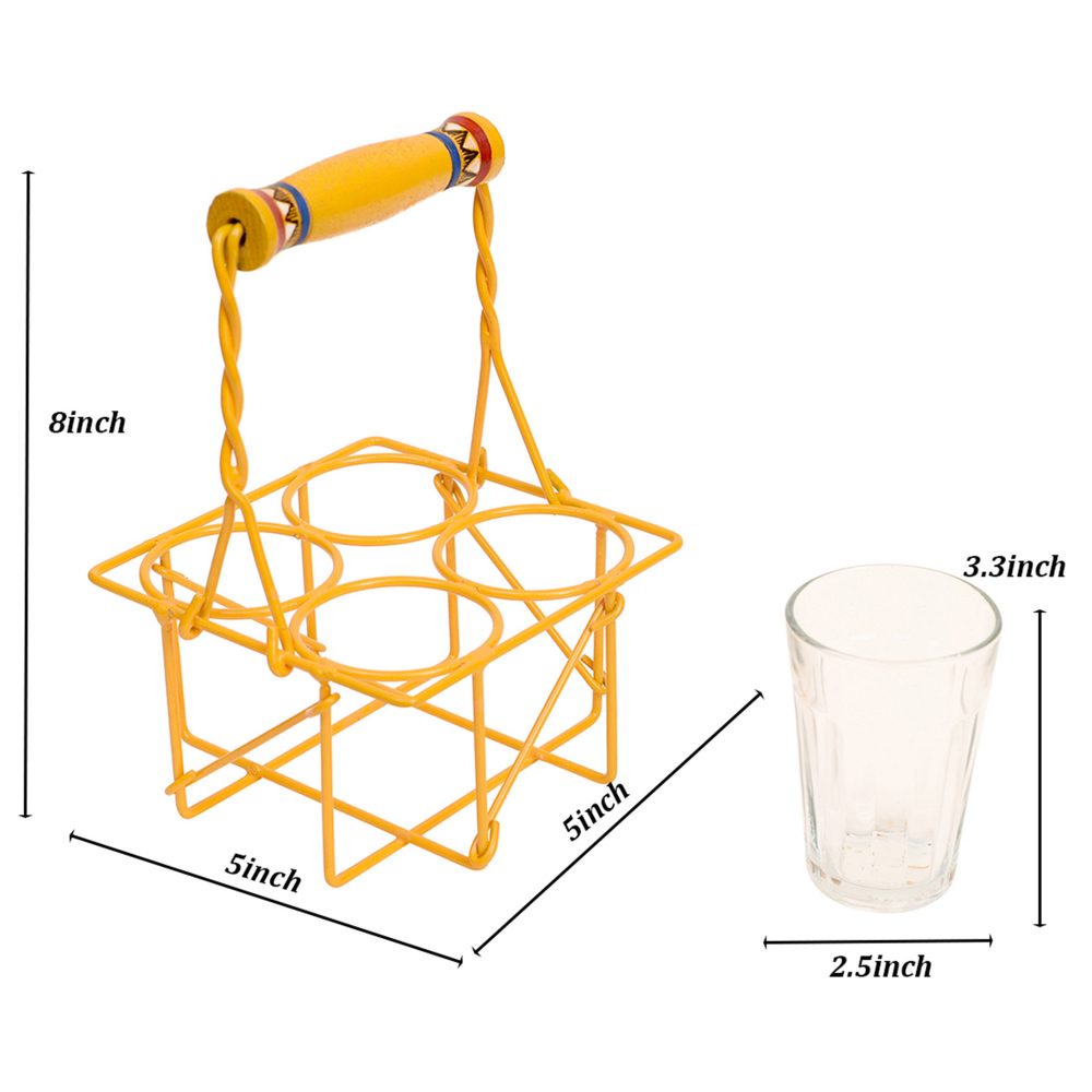 Moorni Cutting Chai (SO4) in Yellow Handpainted Metal Stand (5x5x8)