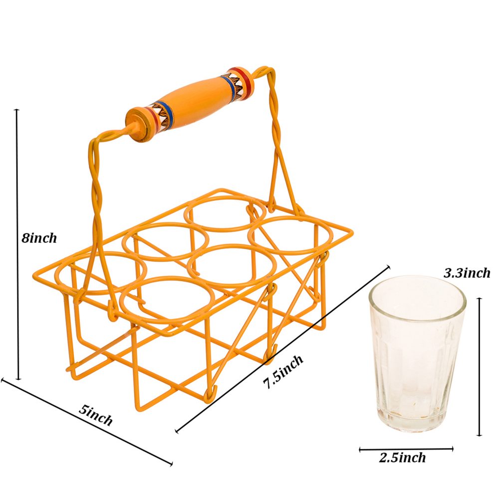 Moorni Cutting Chai (SO6) in Yellow Handpainted Metal Stand (7.5x5x8)
