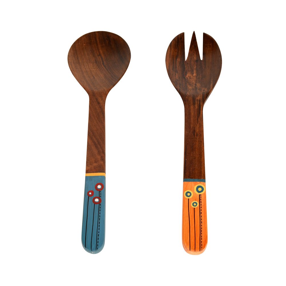 Moorni Handcrafted Wooden Spoon and Salad Fork (Set of 2)