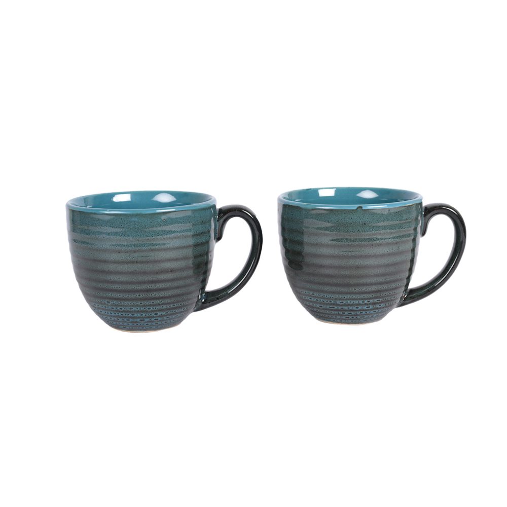 Moorni Coffee Mug Ceramic Bluish Grey (Set of 2) (5x3.75x3.1)