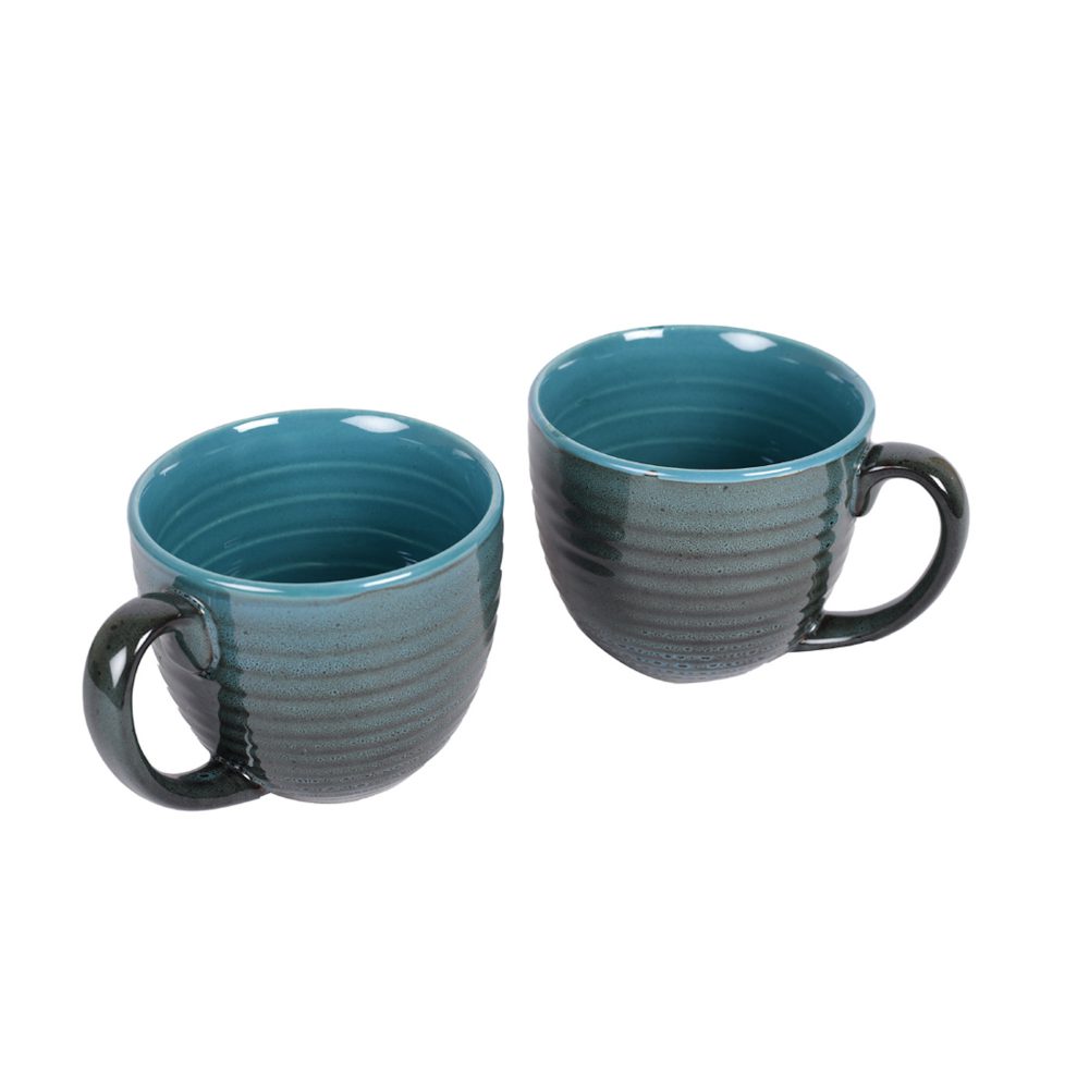 Moorni Coffee Mug Ceramic Bluish Grey (Set of 2) (5x3.75x3.1)