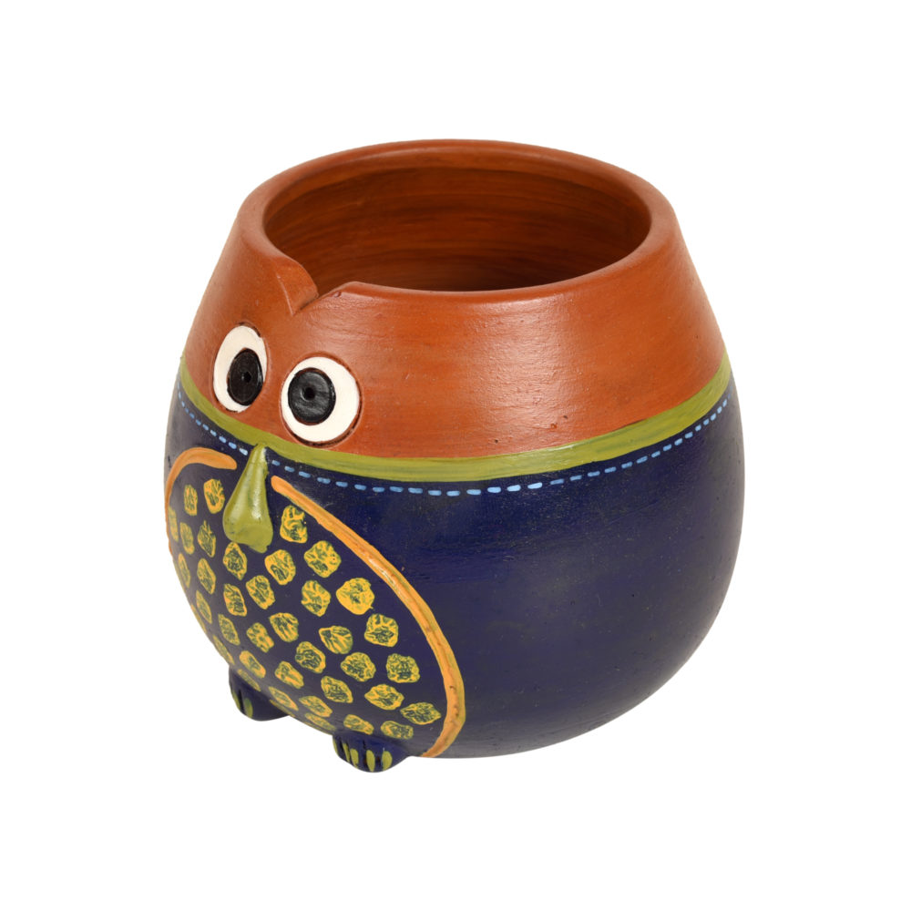 Moorni Brown-Blue Earthen Planter Pot (5x5x5)