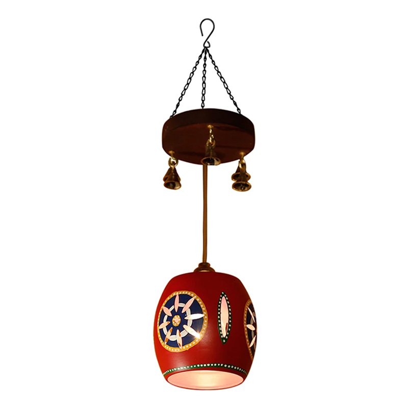 Moorni Cona-1 Barrel Shaped Metal Pendant Lamp In Red