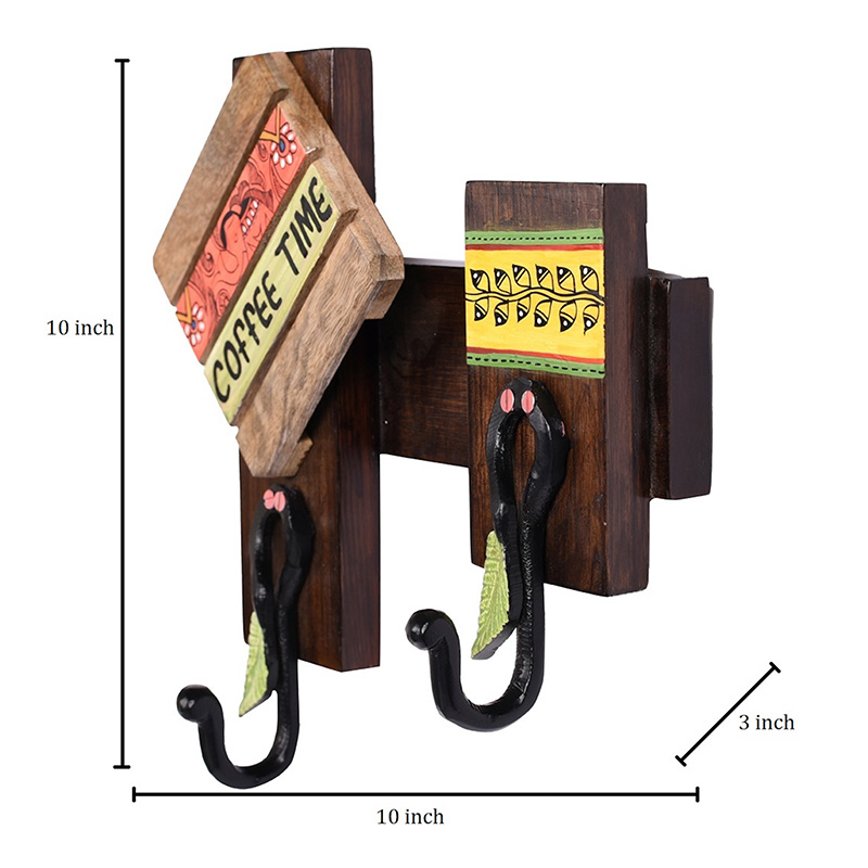 Moorni Key/Cup Holder Handcrafted Coffee Time 2 Keys - (10x3x10 in)