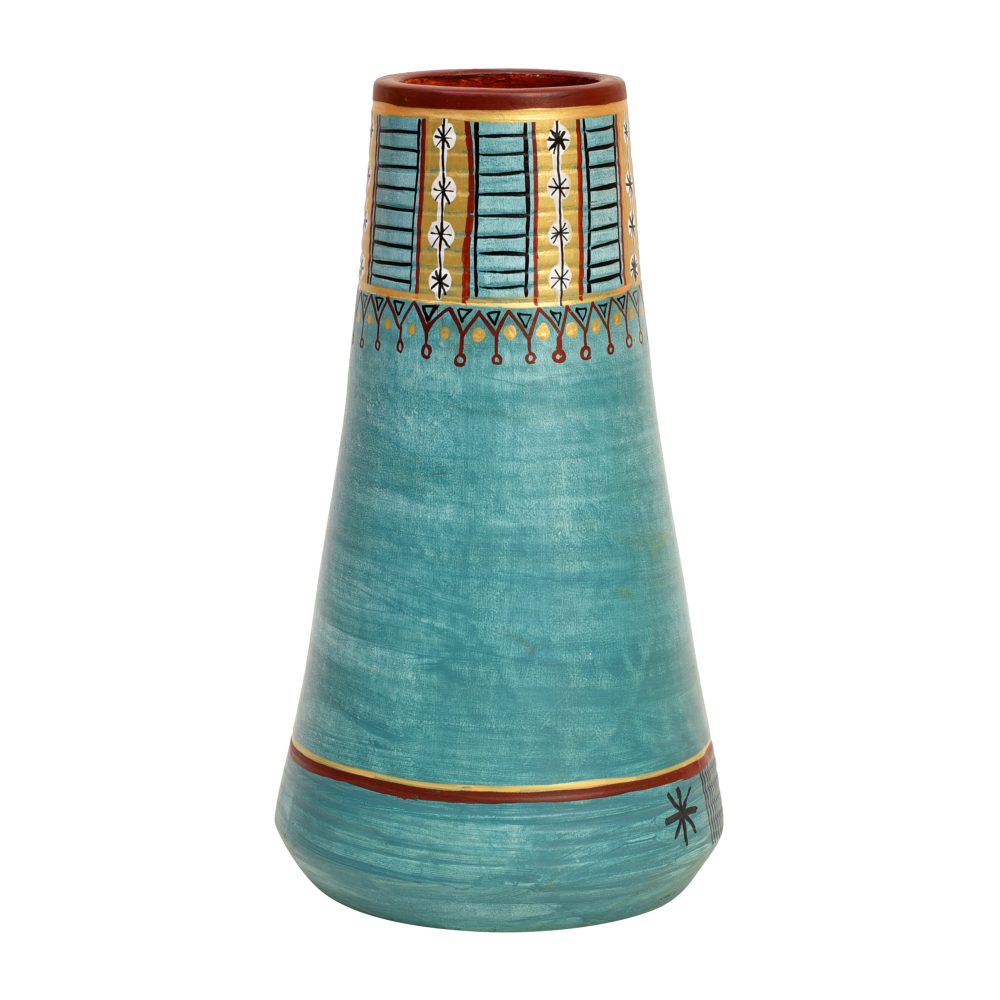 Moorni Turquoise Blue Conical Vase (9x5.2 Dia)