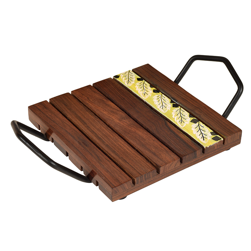 Moorni â€˜Leaf of Natureâ€™ Snack Tray in Rosewood - (9.5x6x2 in)