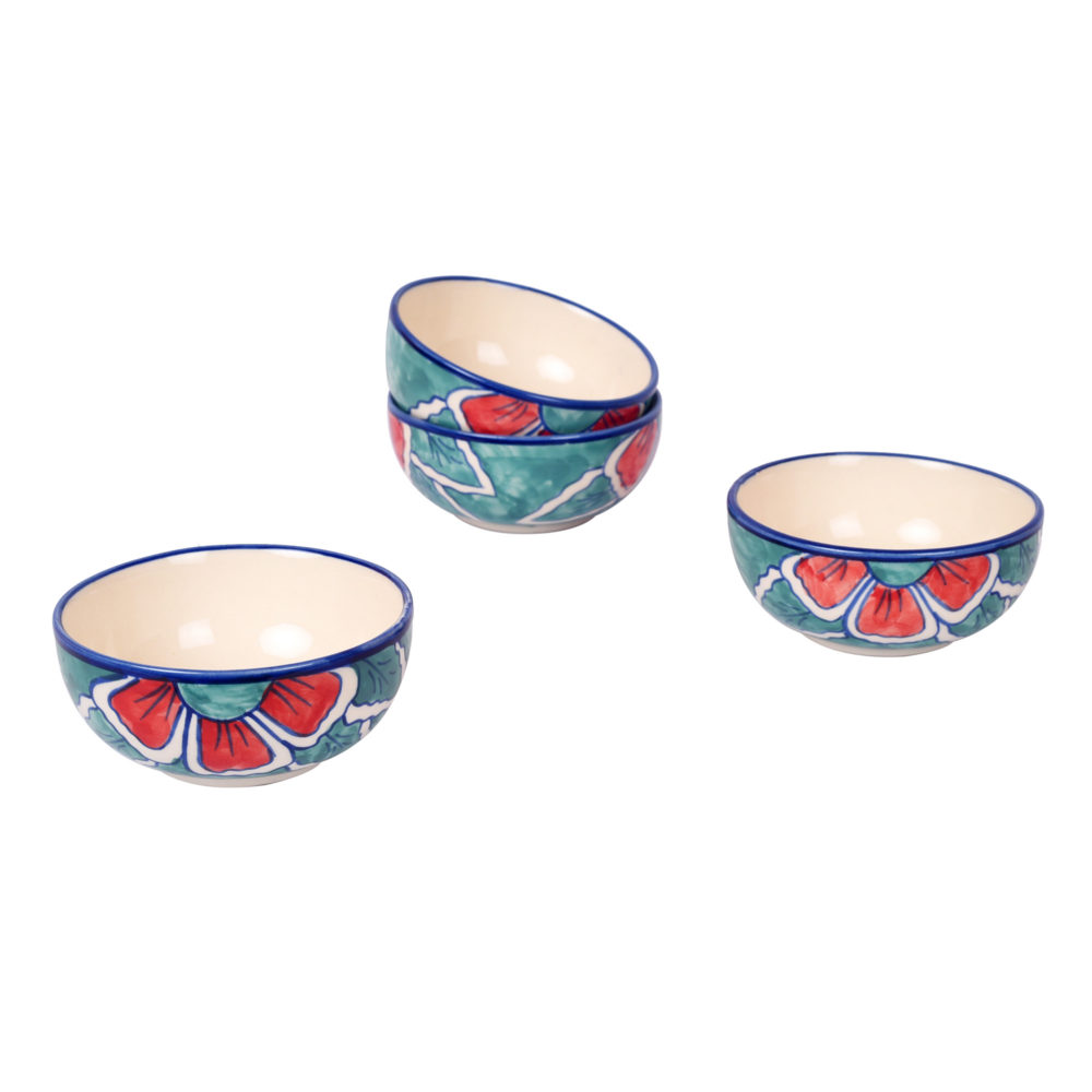 Moorni Flowers of Ecstasy Sweet Bowls Set of 4, Arctic