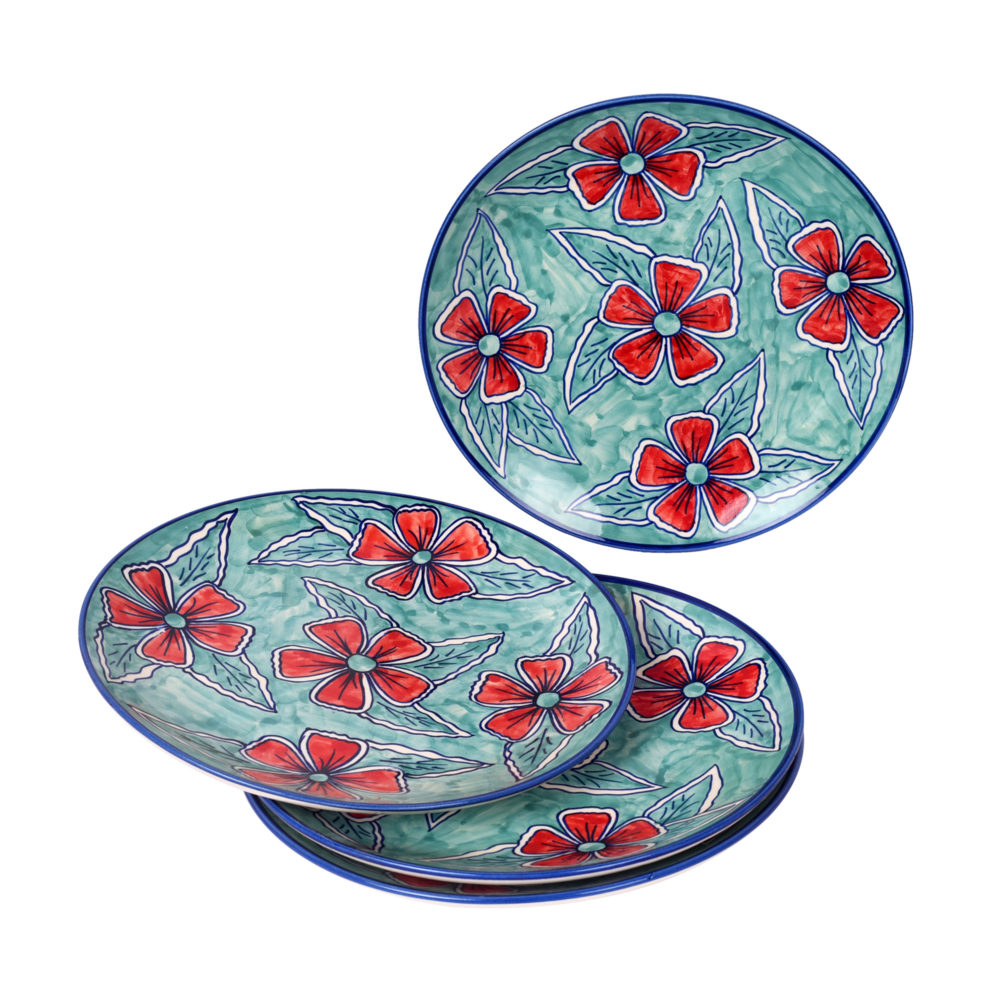 Moorni Flowers of Ecstasy Dinner Plates Set of 4, Arctic