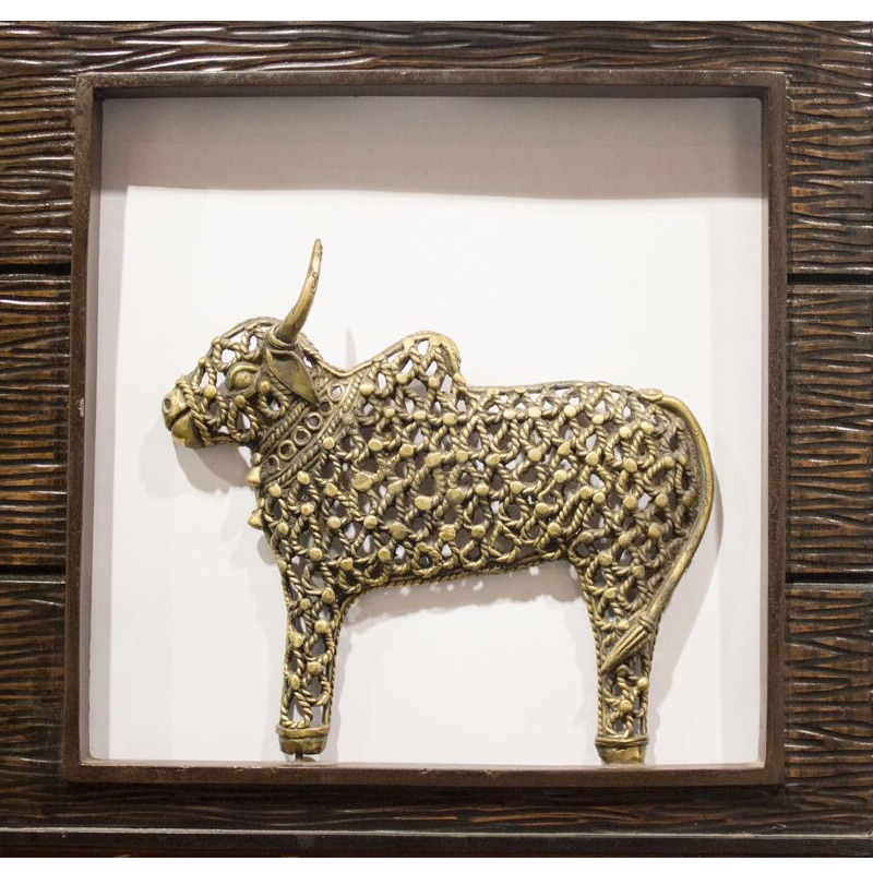 Jaali Nandi In Wooden Frame