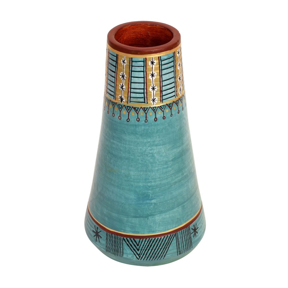 Moorni Turquoise Blue Conical Vase (9x5.2 Dia)