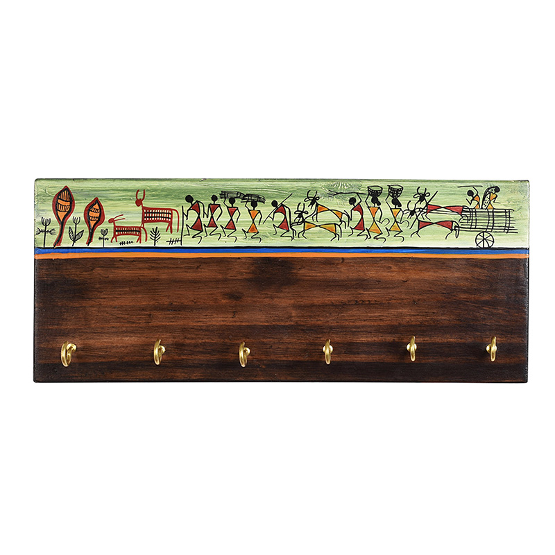 Moorni Key Holder Handcrafted Warli 6 keys - (12x2x5 in)