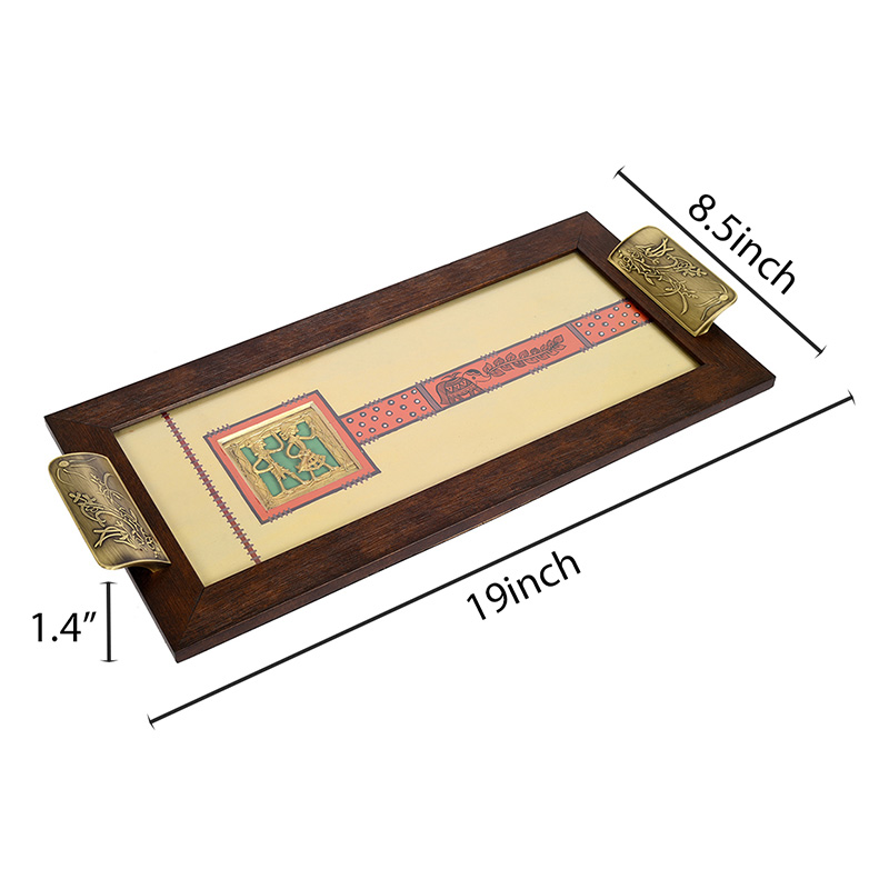 Moorni Art Creations Wooden Rectangle Serving Tray - (19x8.5x1.4 in)